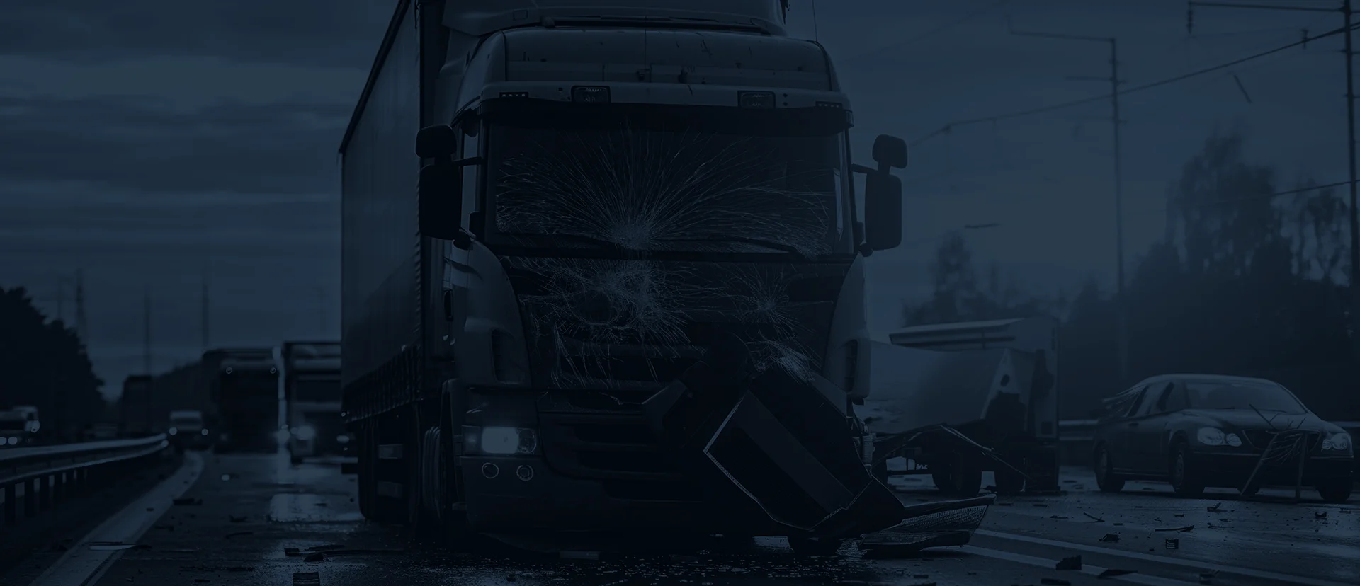 Commercial truck accident scene in Dallas