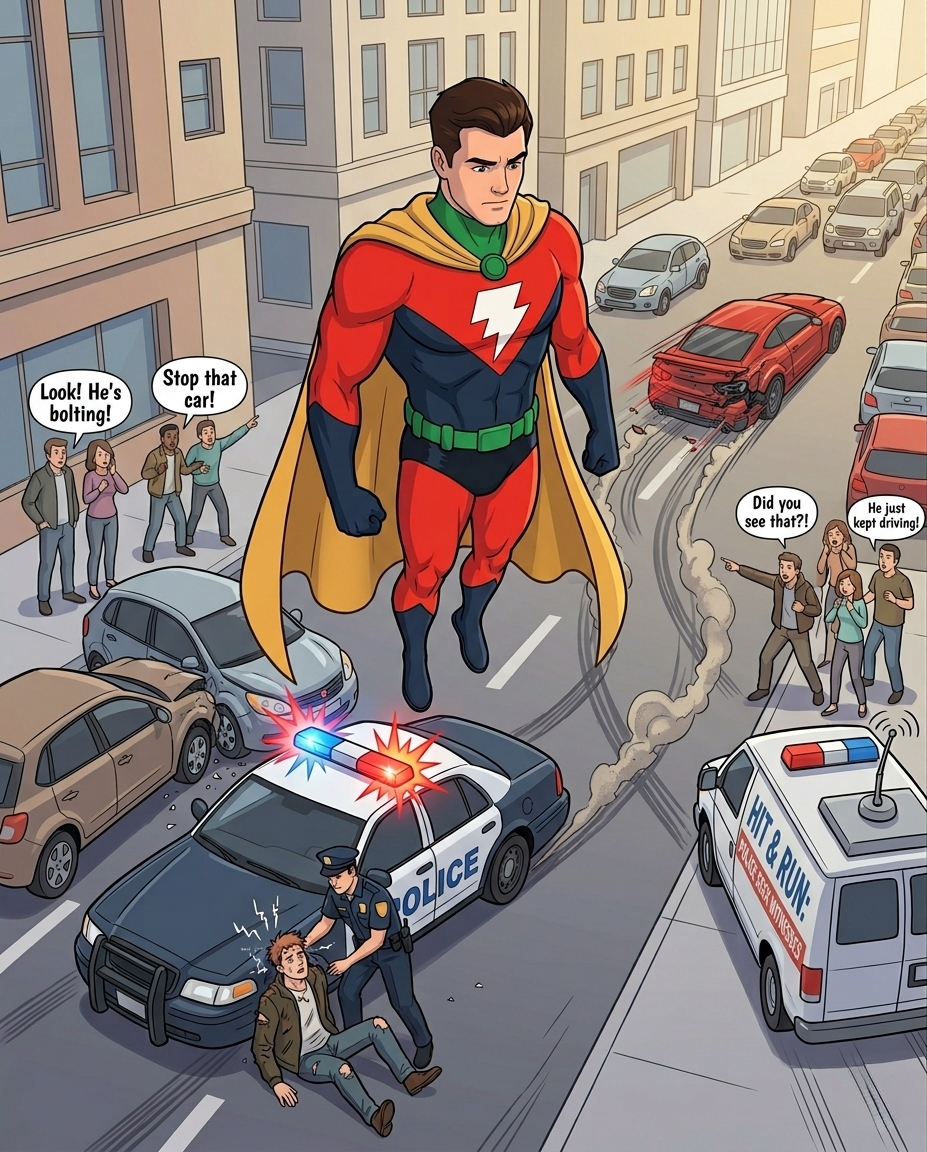 Hit-and-run accident scene illustration