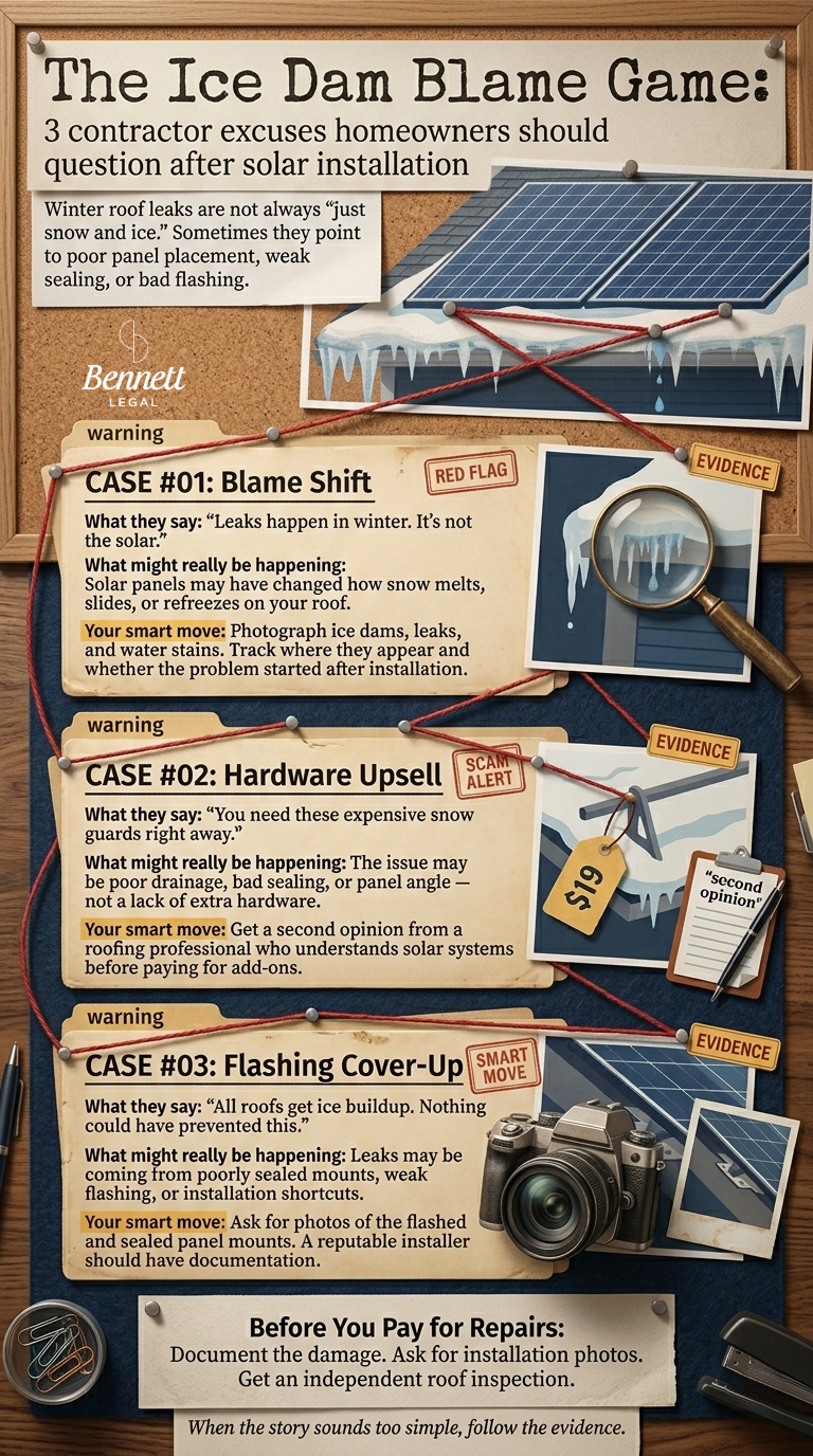 Common scams linked to ice dam problems after solar installation