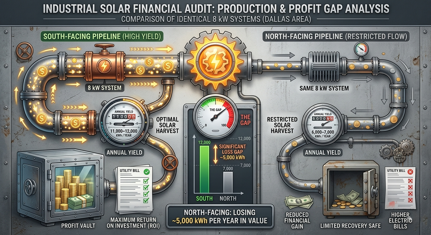 North vs South facing solar panels — energy production comparison