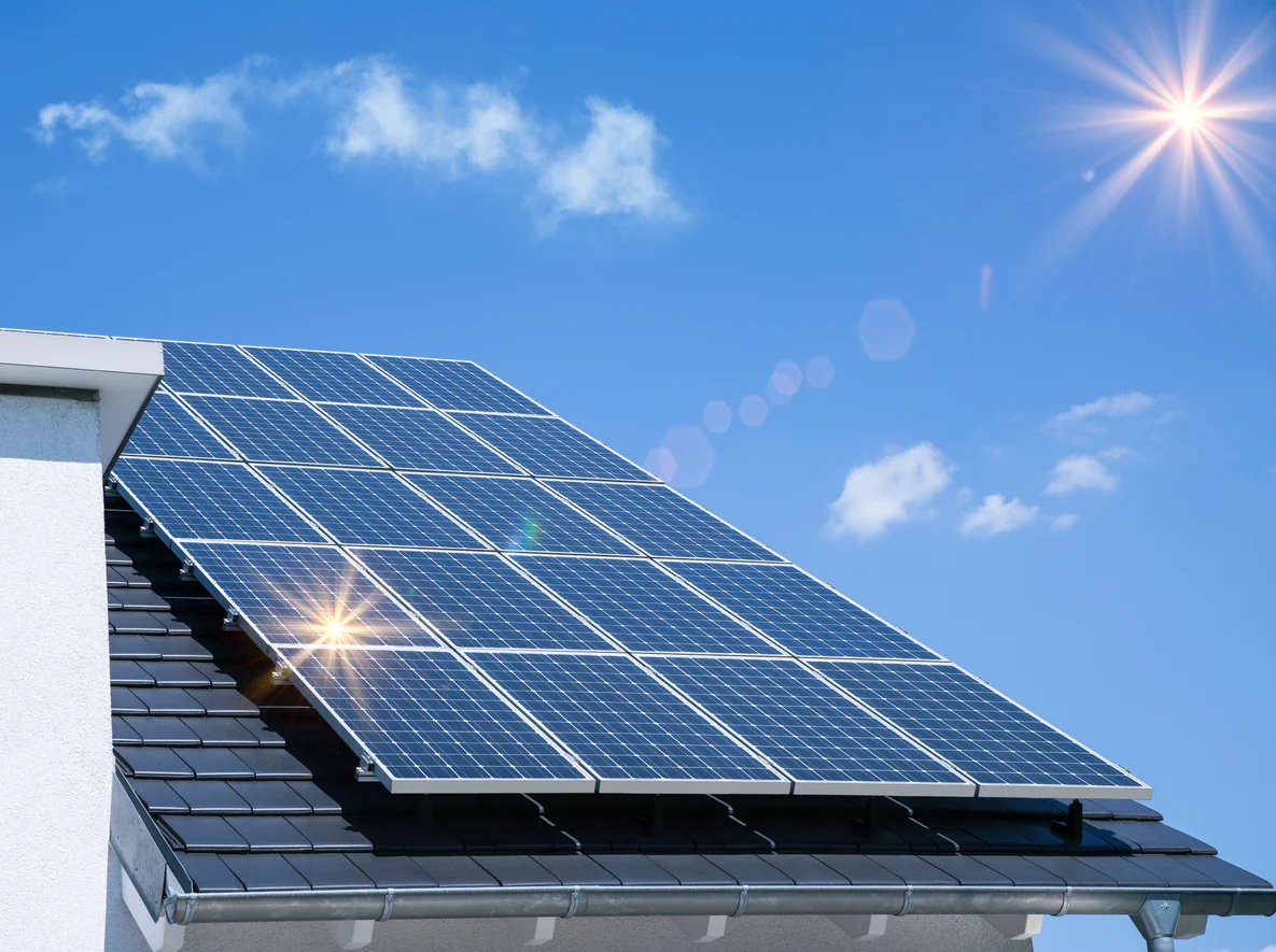 Solar panels on a residential roof