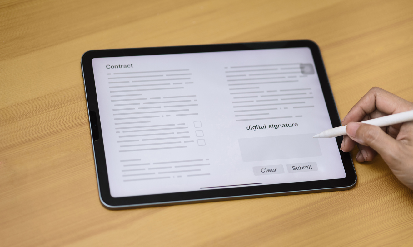 Digital solar contract showing suspicious e-signature details and audit log information