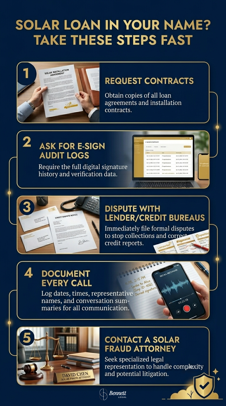 Steps to take if you have a solar loan in your name without consent