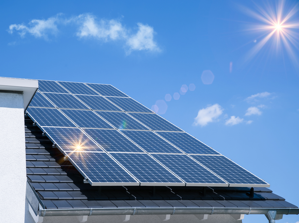 Solar panels on a residential roof